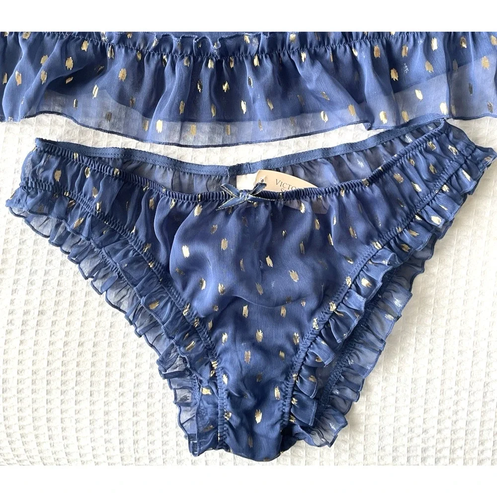 NWT Vtg Y2K Victorias Secret Sz Medium Lingerie Babydoll Bikini Set Top Panties